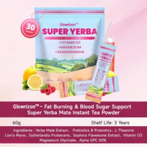 ✨[Official Store]✨ Glowrizon™ Fat Burning & Blood Sugar Support Super Yerba Mate Instant Tea Powder ( 💯🛡️ NIH-Recommended) | Raspberry Lemonade Flavor